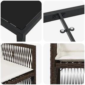 Conjunto de Jantar de Jardim de 5 Peças com Almofadas em Rattan Sintét