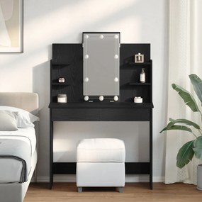 Mesa de Maquiagem vidaXL com Luzes LED Carvalho Preto 96x40x142 cm