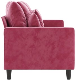 Sofá de 3 lugares veludo 180 cm vermelho tinto