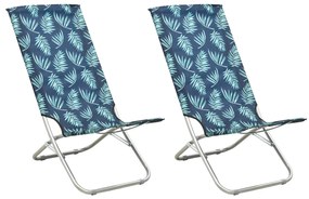 vidaXL Cadeiras de praia dobráveis 2 pcs tecido padrão de folhas
