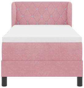 Cama Box Spring vidaXL com Colchão Rosa 80x200 cm de Veludo