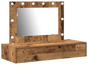Mesa de Toucador Suspensa  com Luzes LED Madeira Antiga