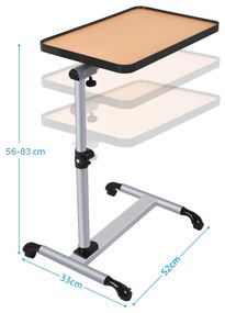 Mesa para computador portátil Mesa para PC ajustável em altura e inclinação 52x45x58-90cm