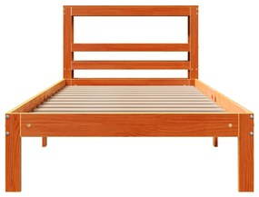 Cama sem colchão 100x200 cm pinho maciço castanho-mel