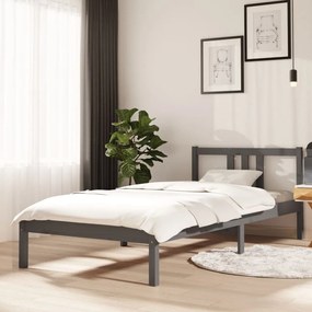 814871 vidaXL Estrutura de cama 90x200 cm madeira maciça cinzento