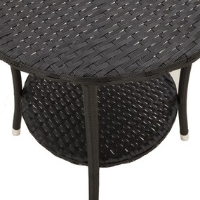 Cadeiras jardim reclináveis 2 pcs com mesa vime PE preto