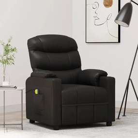 vidaXL Poltrona de massagens couro artificial preto