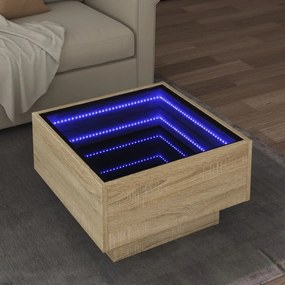 vidaXL Mesa de centro c/ LEDs 50x50x30 cm derivados de madeira