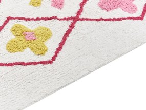 Tapete infantil em algodão branco e rosa 160 x 230 cm CAVUS Beliani