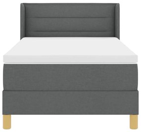Cama Box Spring com Colchão Cinza Escuro, 90 x 190 cm, Têxtil
