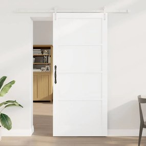 Porta Deslizante vidaXL com Conjunto de Hardware Branca 93x211 cm Madeira Sólida de Pinho