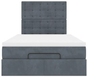 Estrutura de cama otomana com colchões cinza escuro veludo