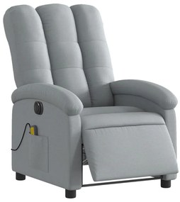 Poltrona de massagens reclinável elétrica tecido cinzento-claro