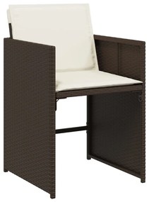 17 pcs conjunto jantar p/ jardim c/ almofadões vime PE castanho