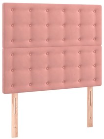 Cabeceira de cama c/ luzes LED veludo 90x5x118/128 cm rosa