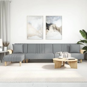 vidaXL Sofá-cama em forma de L 279x140x70 cm tecido cinzento-claro