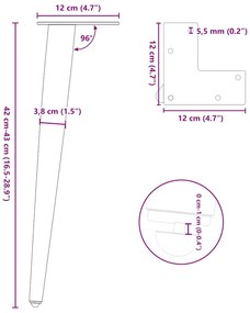 Pés para mesa de centro cônicos 4 peças preto 42-43 cm aço