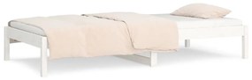 Sofá-cama de solteiro 90x190 cm madeira de pinho maciça branco