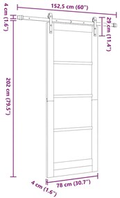 Porta Deslizante com Conjunto de Acessórios Branca 78x202 cm Madeira M