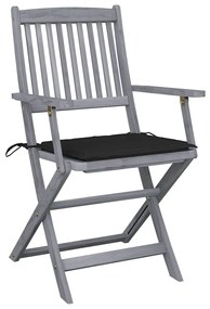 Cadeiras exterior dobráveis c/ almofadões 4 pcs acácia maciça