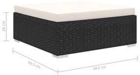 11 pcs conjunto lounge de jardim c/ almofadões vime PE preto