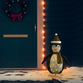328501 vidaXL Pinguim de Natal decorativo com luzes LED tecido de luxo 90 cm