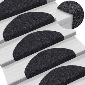 Tapetes de escada autoadesivos 30 pcs 65x21x4 cm preto