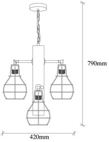 Candeeiro Chandelier Erebos – Preto em Madeira – 42 x 42 cm