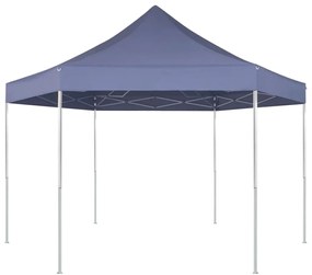 vidaXL Tenda festas pop-up dobrável hexagonal azul escuro 3,6x3,1 m