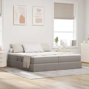 vidaXL Cama com arrumação e colchão Cinzento-acastanhado 200 x 200 cm