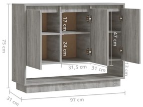 Aparador 97x31x75 cm derivados de madeira cinzento sonoma