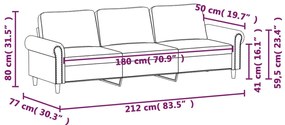 Sofá de 3 lugares 180 cm veludo cinza-escuro