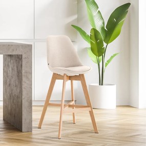 Banco de bar Cannes em tecido e com estrutura de Cor Natural 48 x 112 x 56 cm Creme