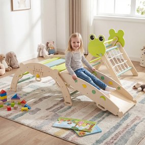 Conjunto de escalada triangular, ginásio dobrável com arco, rampa e escalada, brinquedo Montessori com blocos e labirinto para sala verde
