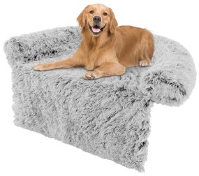Cama de cachorro de pelúcia antiderrapante com capa lavável removível e gola acolchoada macia Branca L