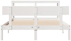 Cama sem colchão 140x190 cm madeira de pinho maciça branco