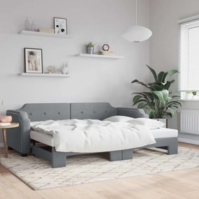 vidaXL Sofá-cama com gavetão 100x200 cm tecido cinzento-claro
