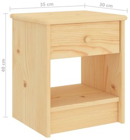 Mesa de cabeceira 35x30x40 cm madeira de pinho maciça clara