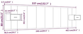 Cabeceira cama + armários madeira processada branco