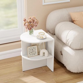 Mesa de cabeceira 38 x 38 x 48,5 cm com 2 níveis, prateleiras abertas branca