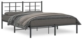vidaXL Estrutura de cama com cabeceira 160x200 cm metal preto