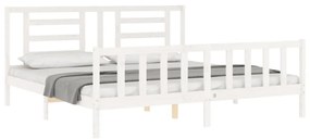 Estrutura cama Super King Size c/ cabeceira madeira branco