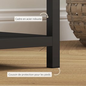 Mesa consola estreito 110 x 30 x 75 cm com 4 prateleiras, estilo industrial, estrutura em aço, preta