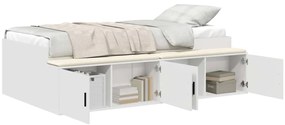 Estrutura de Cama de Armazenamento Branca 75x190 cm