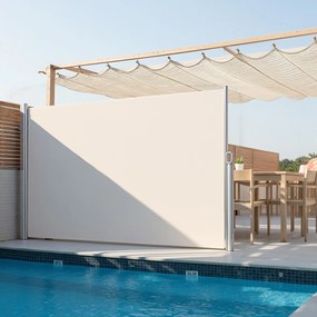 Toldo lateral, cortina lateral extensível 200,1 x 350,1 cm, proteção visual bege