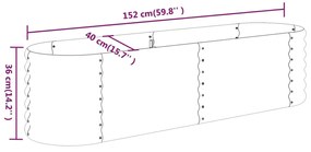 Canteiro elevado jardim 152x40x36 cm aço revestido a pó verde