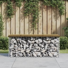 vidaXL Banco de jardim c/ design gabião 103x44x42 cm pinho impregnado