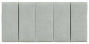 Almofadão de cabeceira 100 cm veludo cinzento-claro