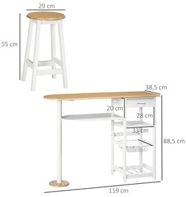 Conjunto de Mesa e 2 Bancos Lesa - Design Contemporâneo