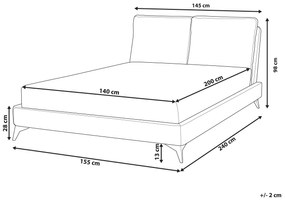 Cama de casal em bouclé creme 140 x 200 cm MELLE Beliani